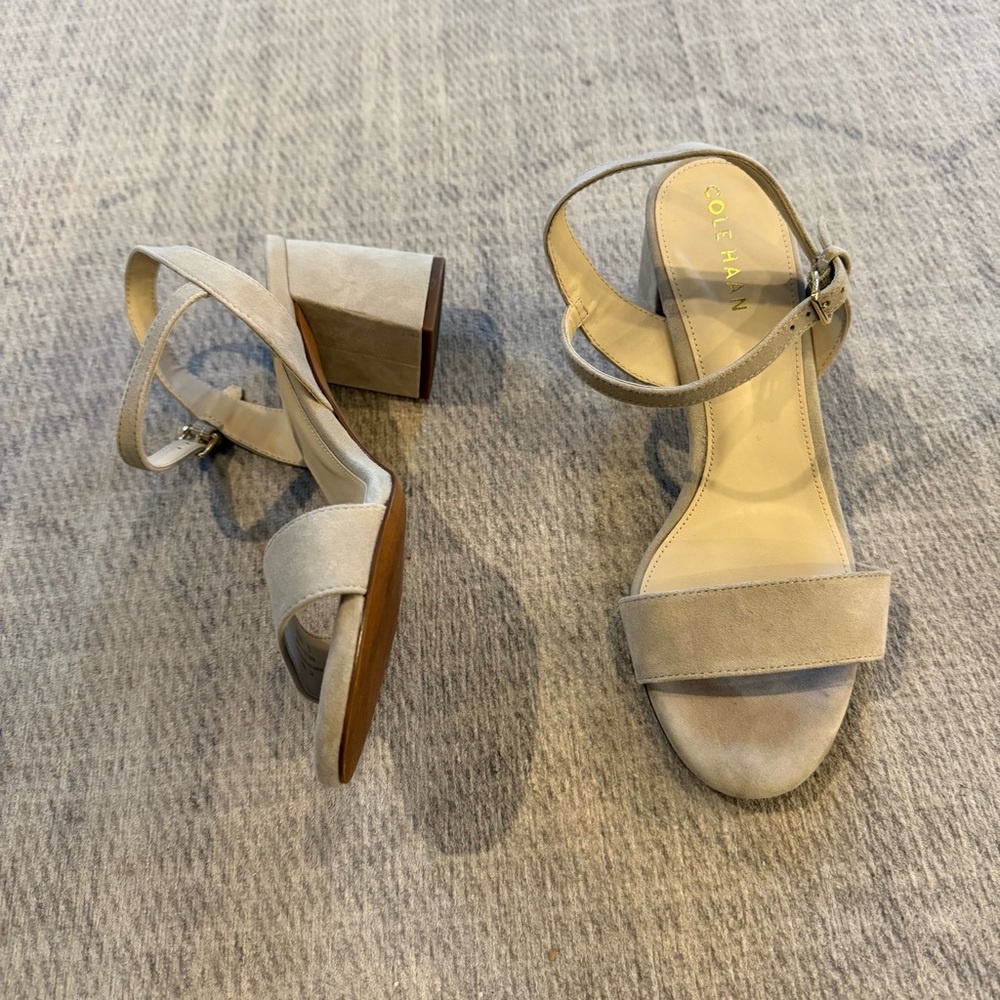 Cole Haan Women's Cream Block Heel Sandals 7